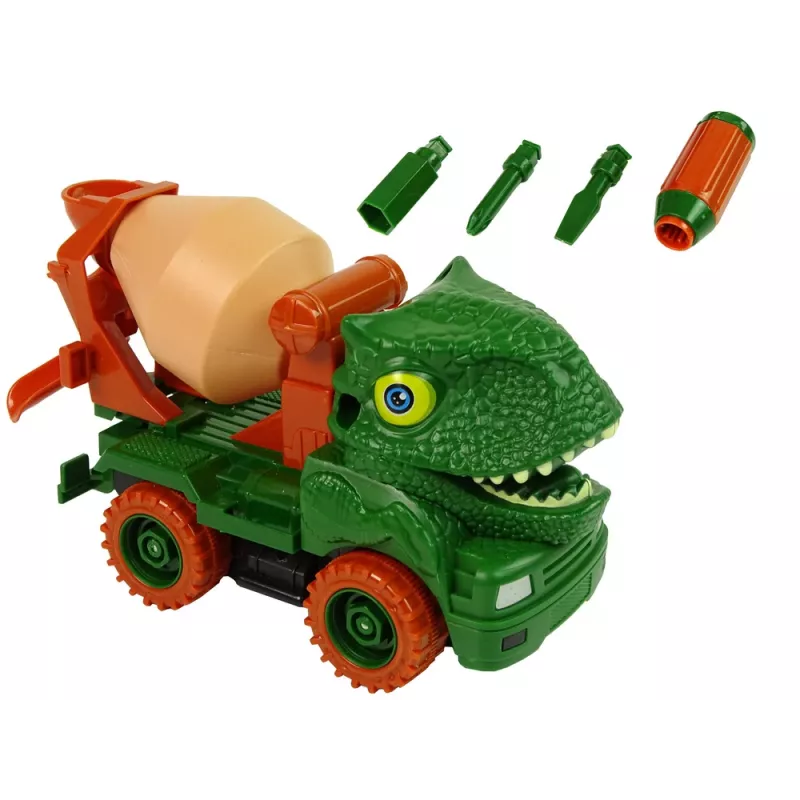 LEAN TOYS Miešačka na betón dinosaurus Unwrecker zelené príslušenstvo