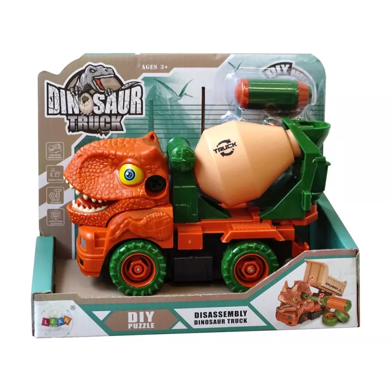 LEAN TOYS Miešačka na betón dinosaurus Unwrecker oranžové príslušenstvo