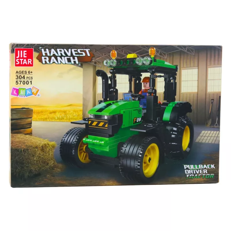 LEAN TOYS stavebnica traktor poľnohospodárstvo zelená 304 dielov