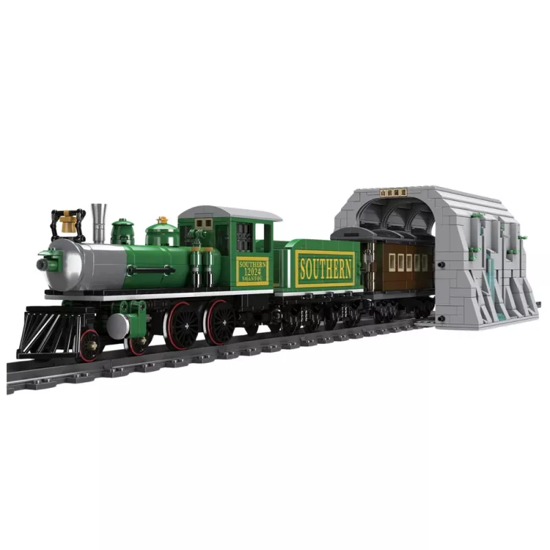 LEAN TOYS stavebnica diaľkovo ovládaný parný rušeň RC zelený 1212 dielov