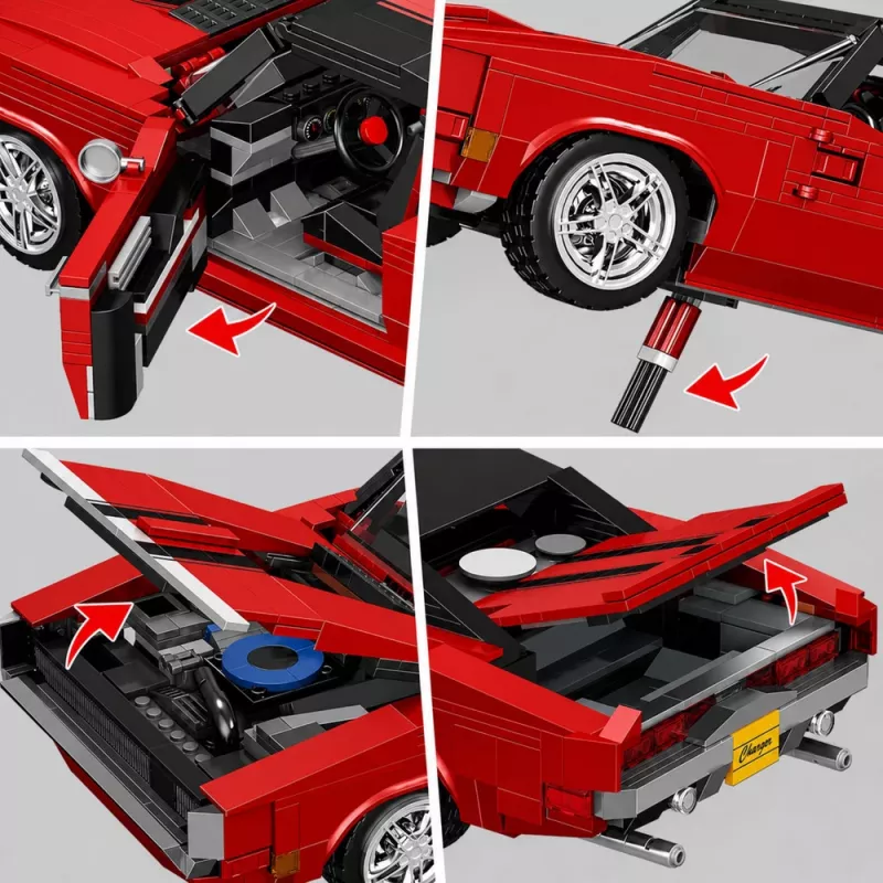 LEAN TOYS stavebnica športové auto Charger červená 1869 dielov