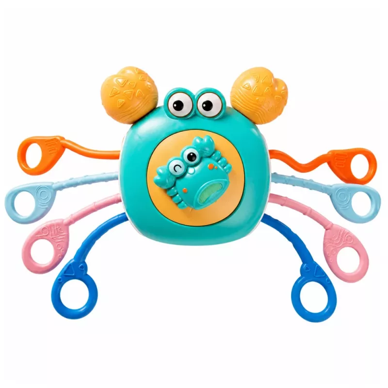 LEAN TOYS krab senzorická hračka pre batoľatá hrkálka hryzátko modrá