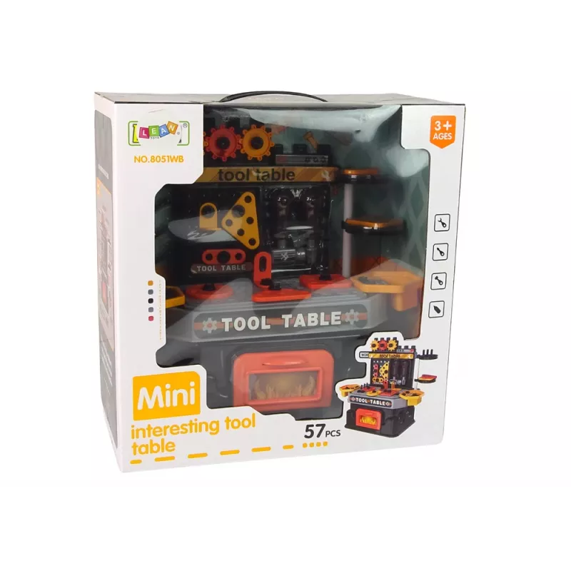 LEAN TOYS Kreatívna DIY dielňa 57-dielna pracovná stolová sada s náradím