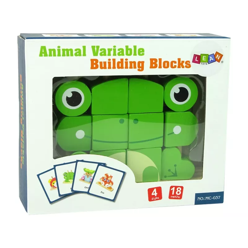 LEAN TOYS kreatívne priestorové drevené kocky 3D puzzle žaba