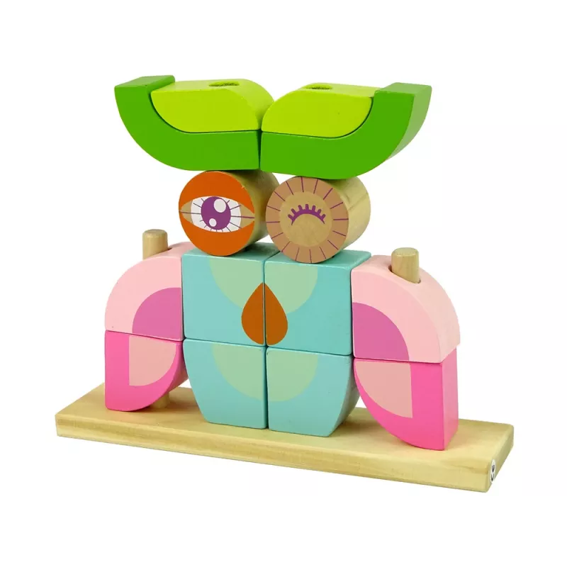 LEAN TOYS kreatívne drevené priestorové puzzle sova 3D