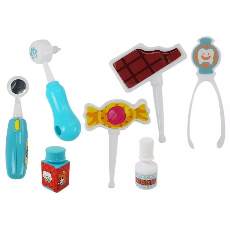LEAN TOYS zubársky set pre psov, malý lekársky kufrík. zubná kefka. vytlačená zubná pasta.