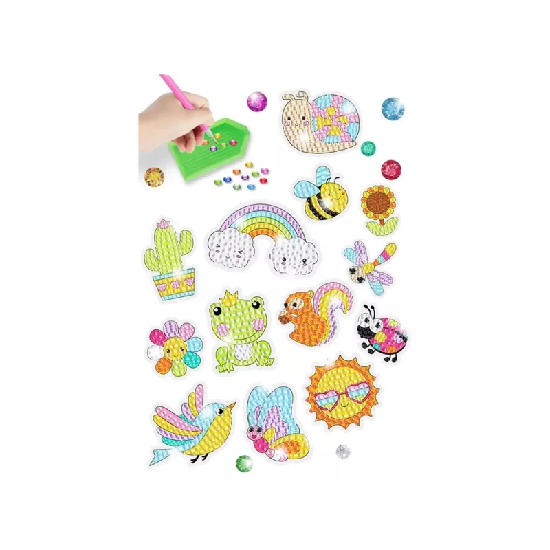 LEAN TOYS diamantové vyšívanie samolepky zvieratá záhrada dúha mozaika