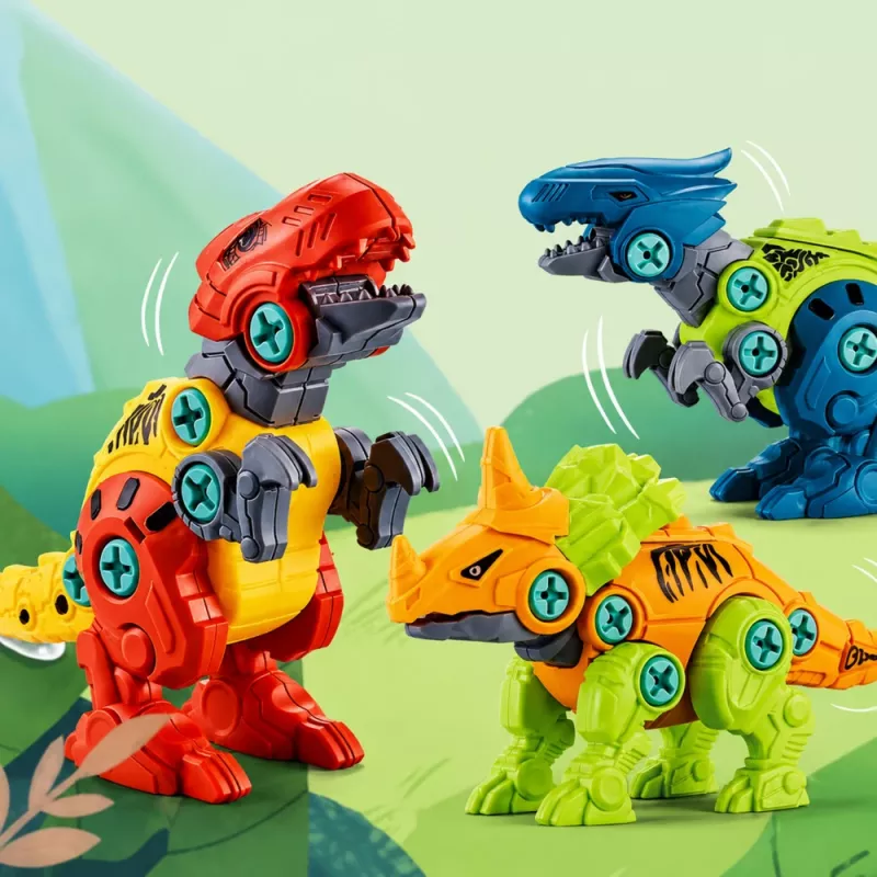 LEAN TOYS dinosaurus stavebné kocky skrutkovacia sada so skrutkovačom 4-in-1