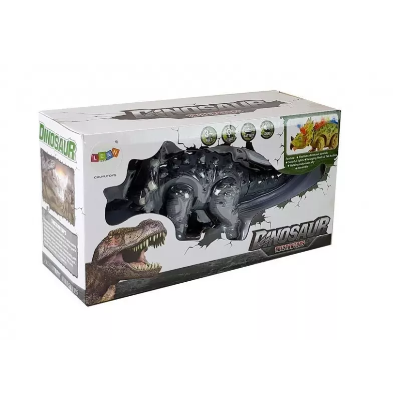 LEAN TOYS dinosaurus na batérie Triceratops sivý