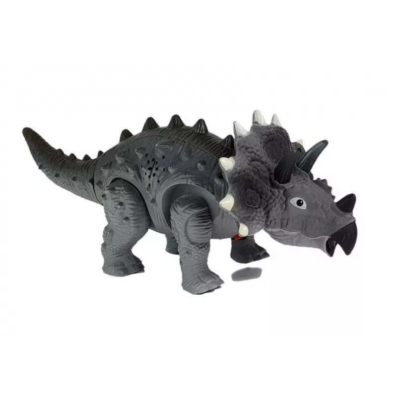 LEAN TOYS dinosaurus na batérie Triceratops sivý