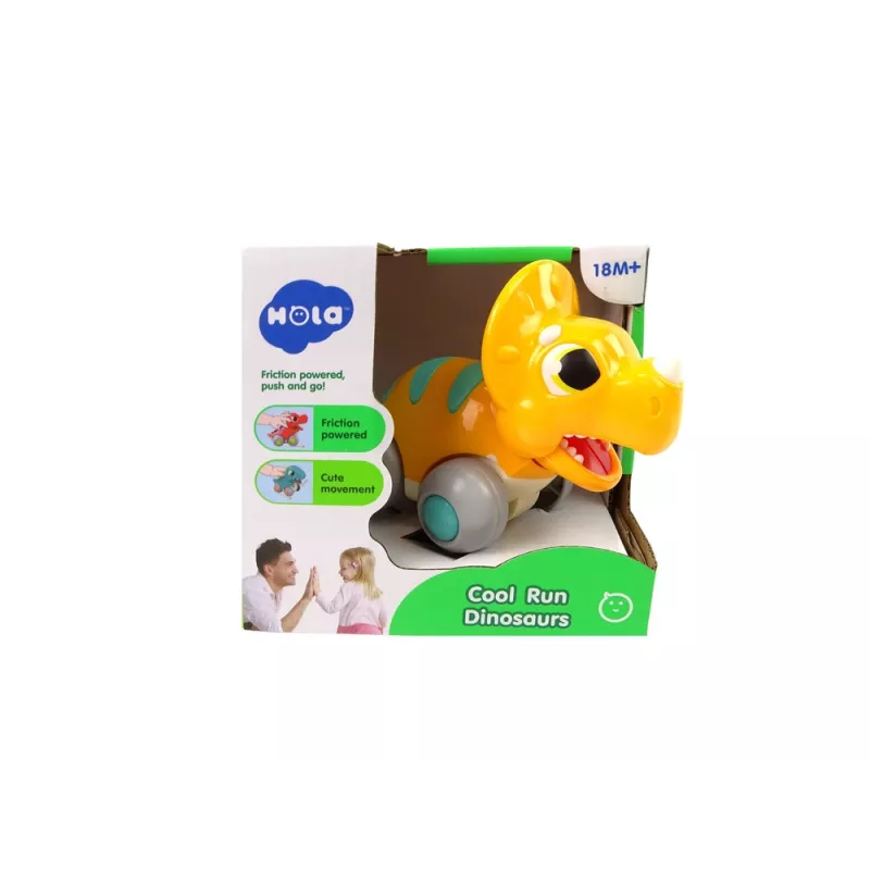 LEAN TOYS Dinosaurus na kolieskach, žltý Triceratops, figúrka