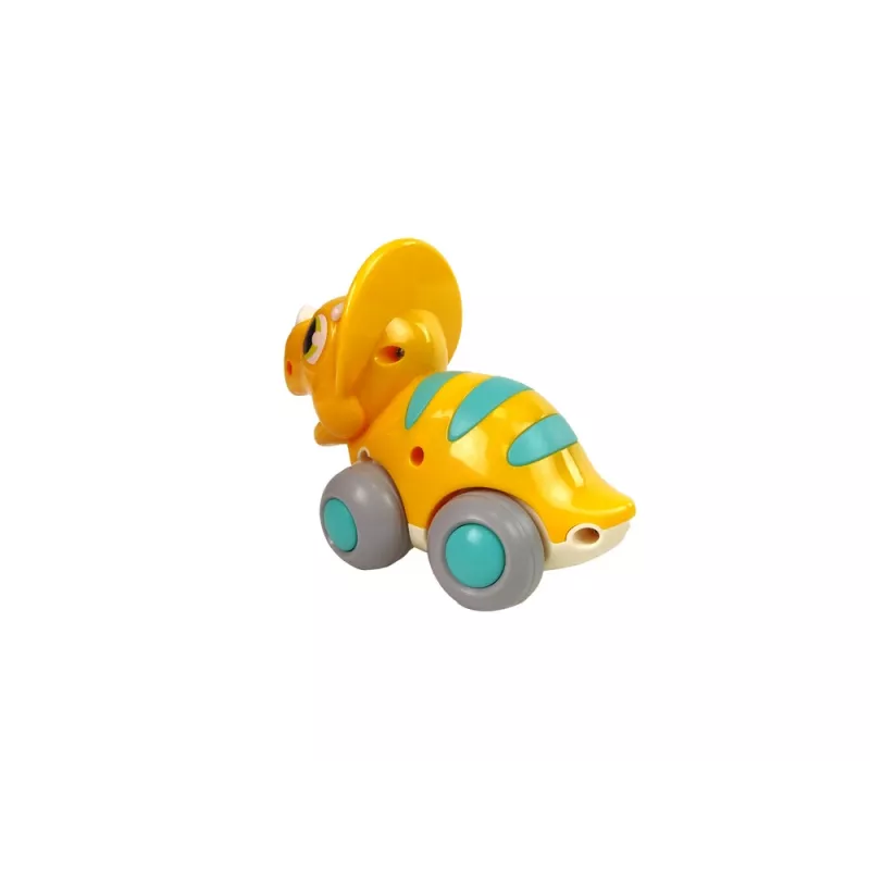 LEAN TOYS Dinosaurus na kolieskach, žltý Triceratops, figúrka