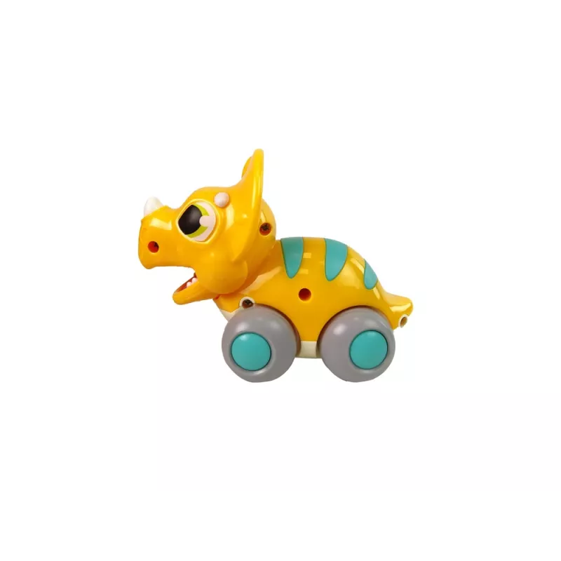 LEAN TOYS Dinosaurus na kolieskach, žltý Triceratops, figúrka