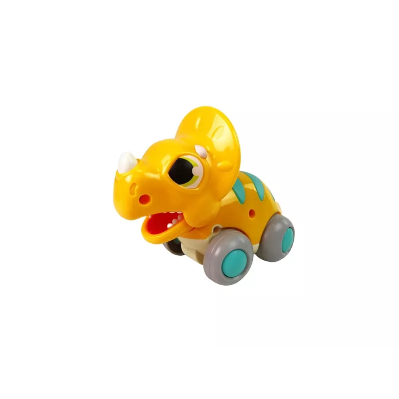 LEAN TOYS Dinosaurus na kolieskach, žltý Triceratops, figúrka