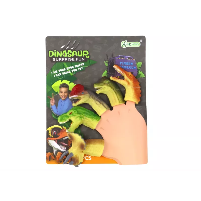 LEAN TOYS dinosaurus gumené senzorické prstové bábky