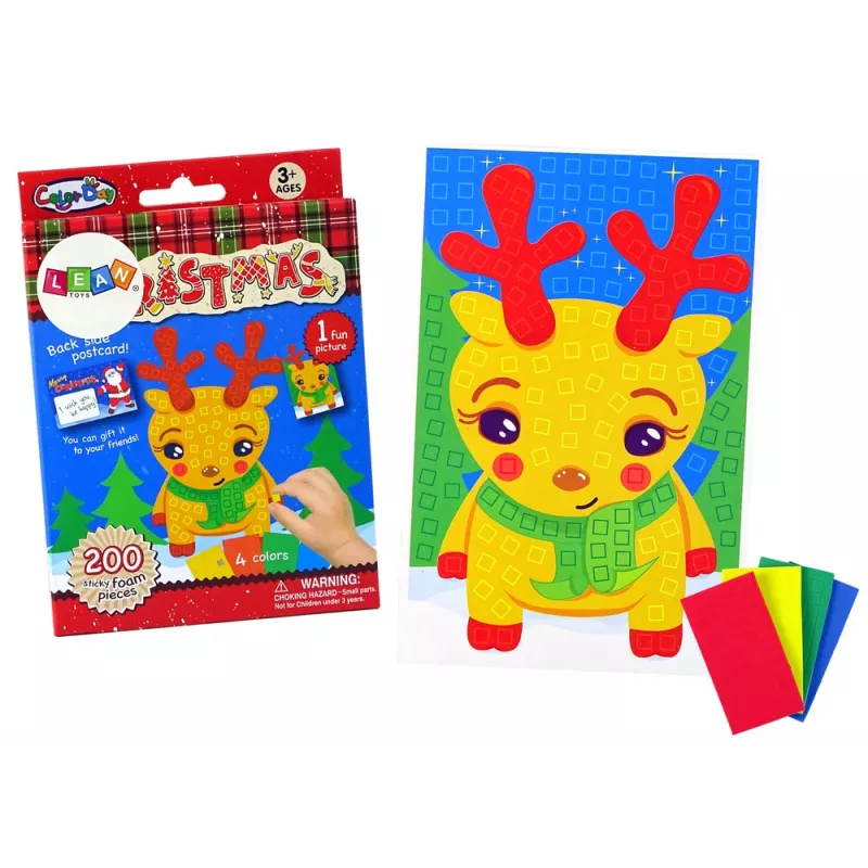 LEAN TOYS DIY farebná mozaika, vianočný sob, sada na skladanie