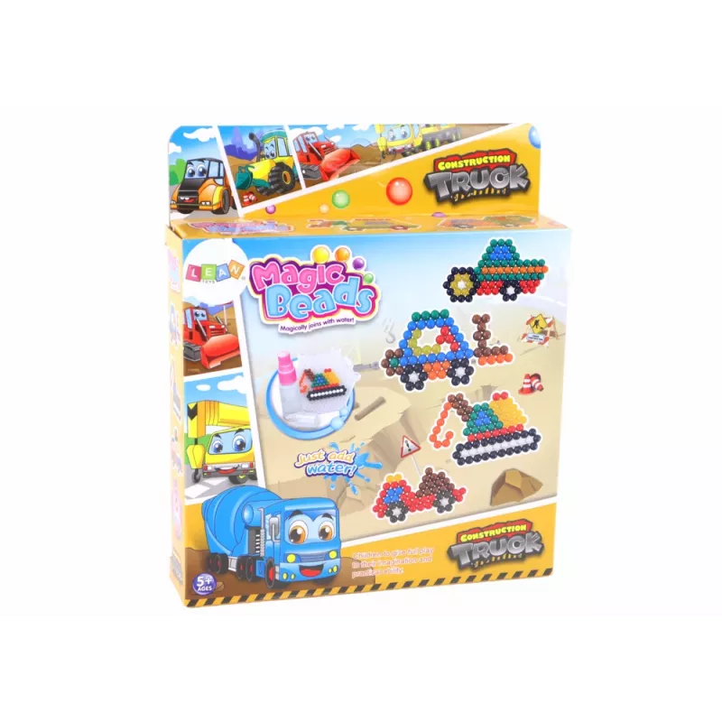 LEAN TOYS DIY Sada vodných korálok Magické korálky 8 farieb Stavebné vozidlá