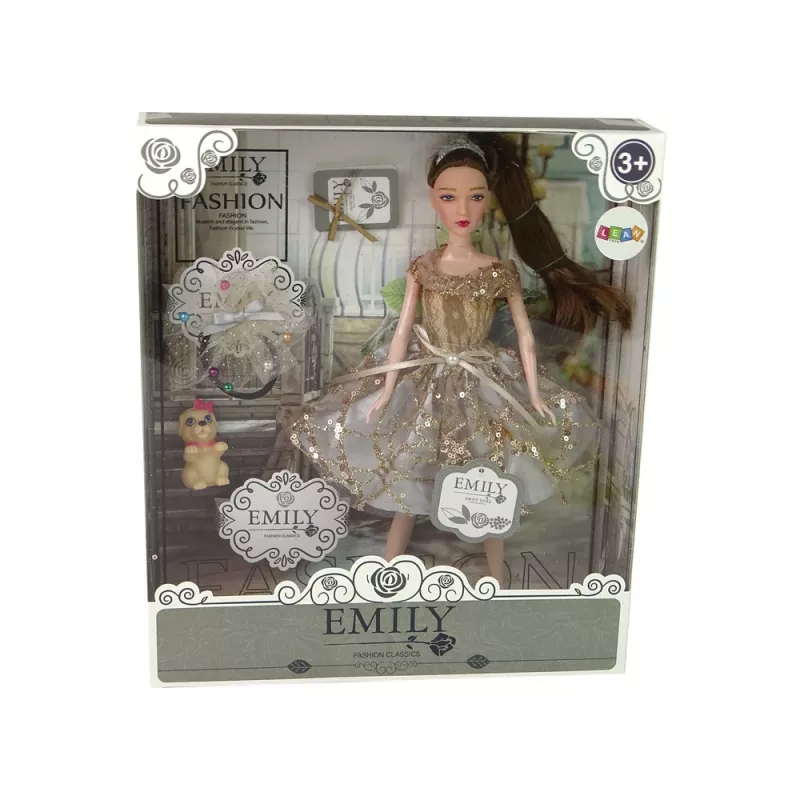 LEAN TOYS Bábika pre deti Emily so psom dlhé vlasy