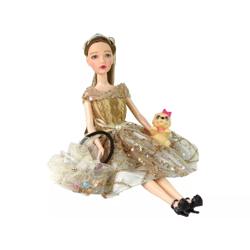 LEAN TOYS Bábika pre deti Emily so psom dlhé vlasy