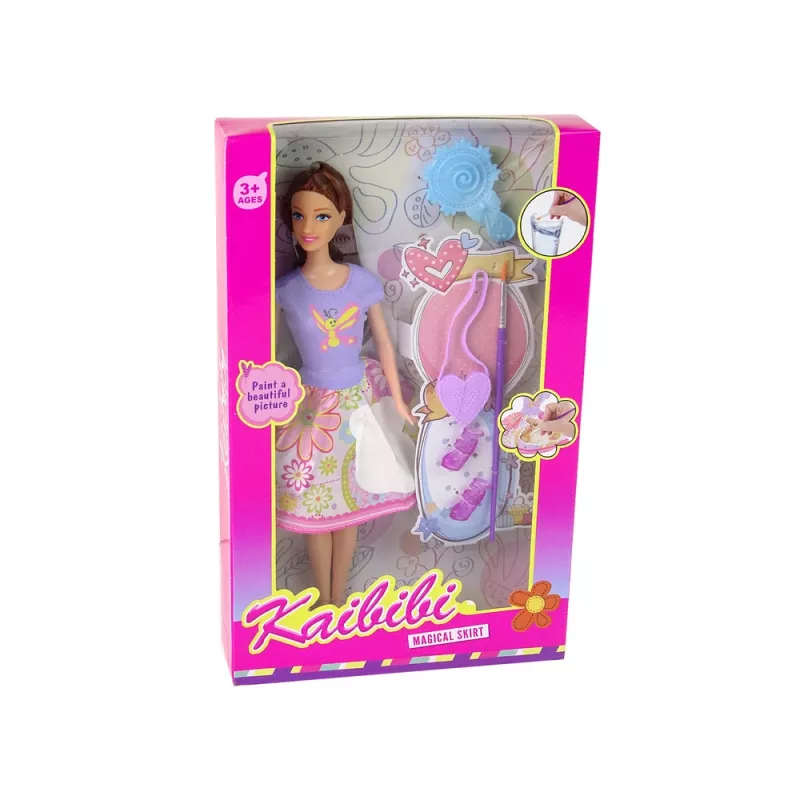 LEAN TOYS Bábika s dlhými vlasmi a maľovacími šatami