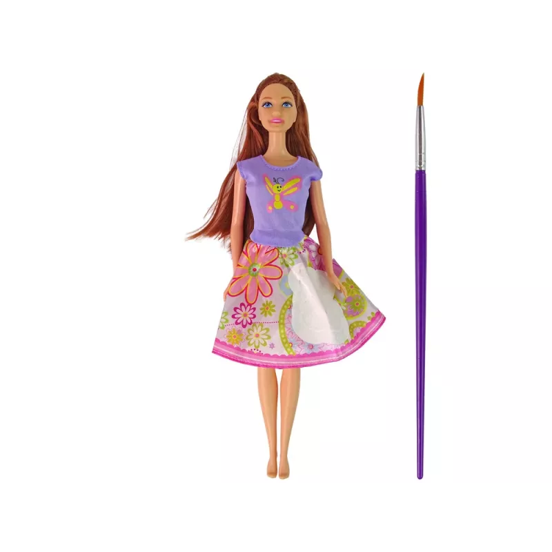 LEAN TOYS Bábika s dlhými vlasmi a maľovacími šatami