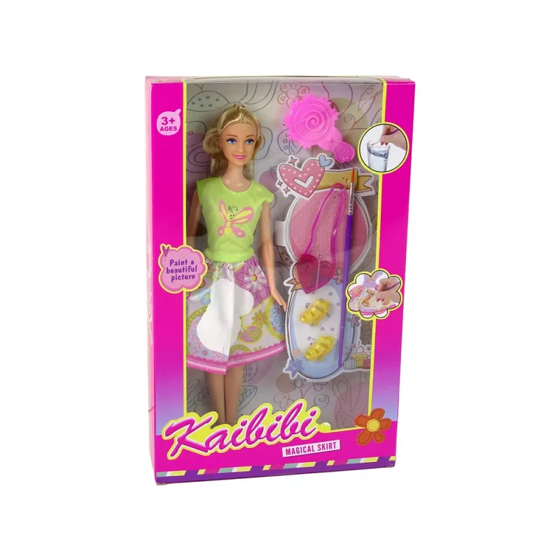 LEAN TOYS Bábika s dlhými vlasmi a maľovacími šatami
