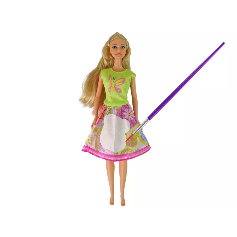 LEAN TOYS Bábika s dlhými vlasmi a maľovacími šatami