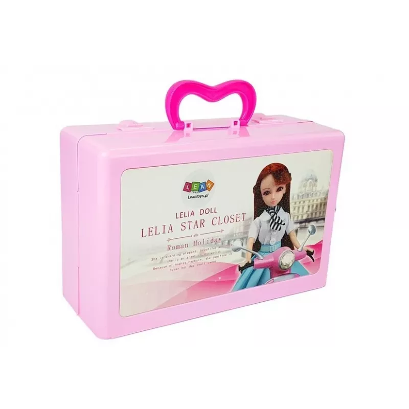 LEAN TOYS sada bábik modeliek s oblečením, šatami a šperkmi v kufríku