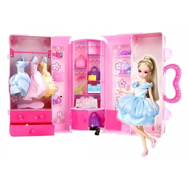 LEAN TOYS sada bábik modeliek s oblečením, šatami a šperkmi v kufríku