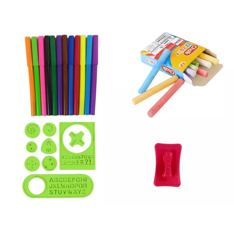 LEAN TOYS obojstranná magnetická kriedová tabuľa s modrými a červenými predlohami