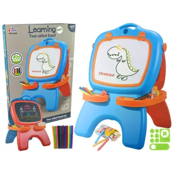 LEAN TOYS obojstranná magnetická kriedová tabuľa s modrými a červenými predlohami