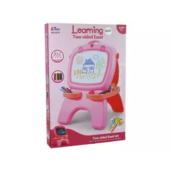 LEAN TOYS obojstranná magnetická kriedová tabuľa ružová predlohy