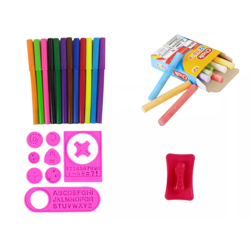 LEAN TOYS obojstranná magnetická kriedová tabuľa ružová predlohy