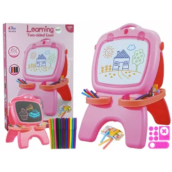 LEAN TOYS obojstranná magnetická kriedová tabuľa ružová predlohy