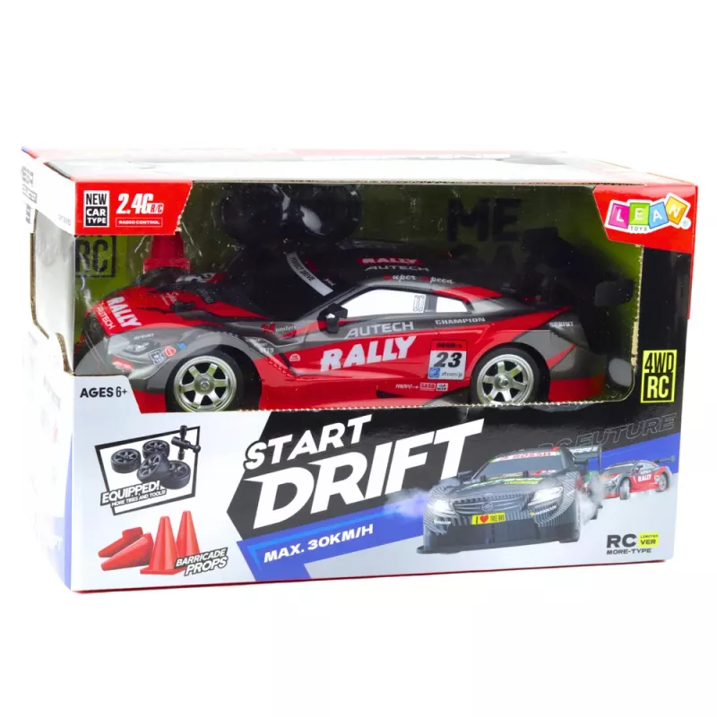 LEAN TOYS Drift Car Racing RC červená čierna 30km/h 1:16