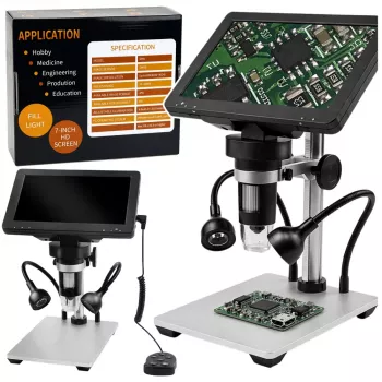 LEAN TOYS edukačný digitálny mikroskop diaľkový ovládač káblový 1200X LCD 7 palcov HD kamera