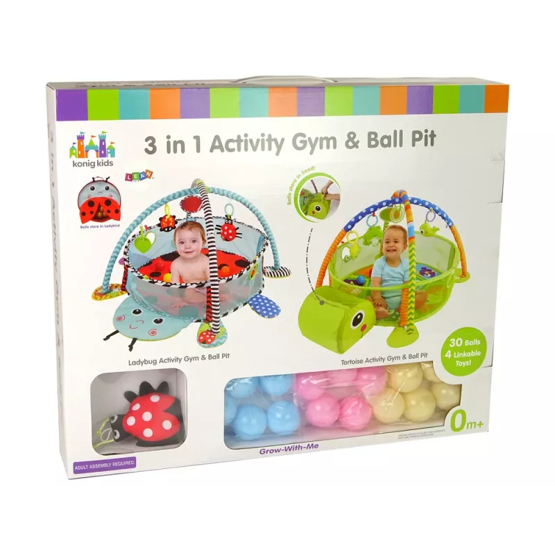 LEAN TOYS vzdelávacia podložka s korytnačou ohrádkou loptičky pre bábätká