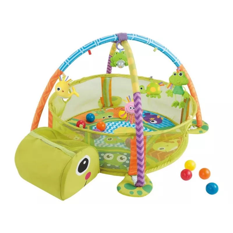 LEAN TOYS vzdelávacia podložka s korytnačou ohrádkou loptičky pre bábätká
