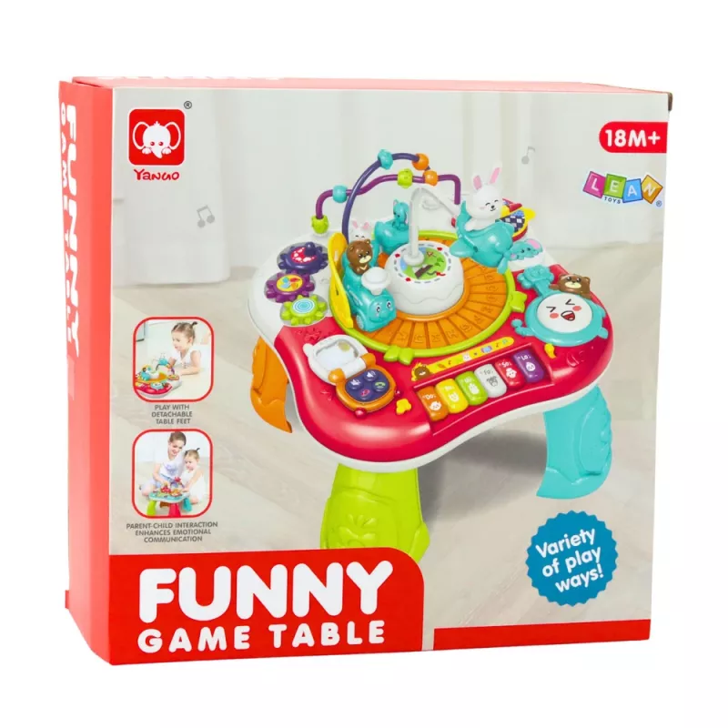 LEAN TOYS učebný stôl interaktívny hudobný panel klavír 2 v 1 červený