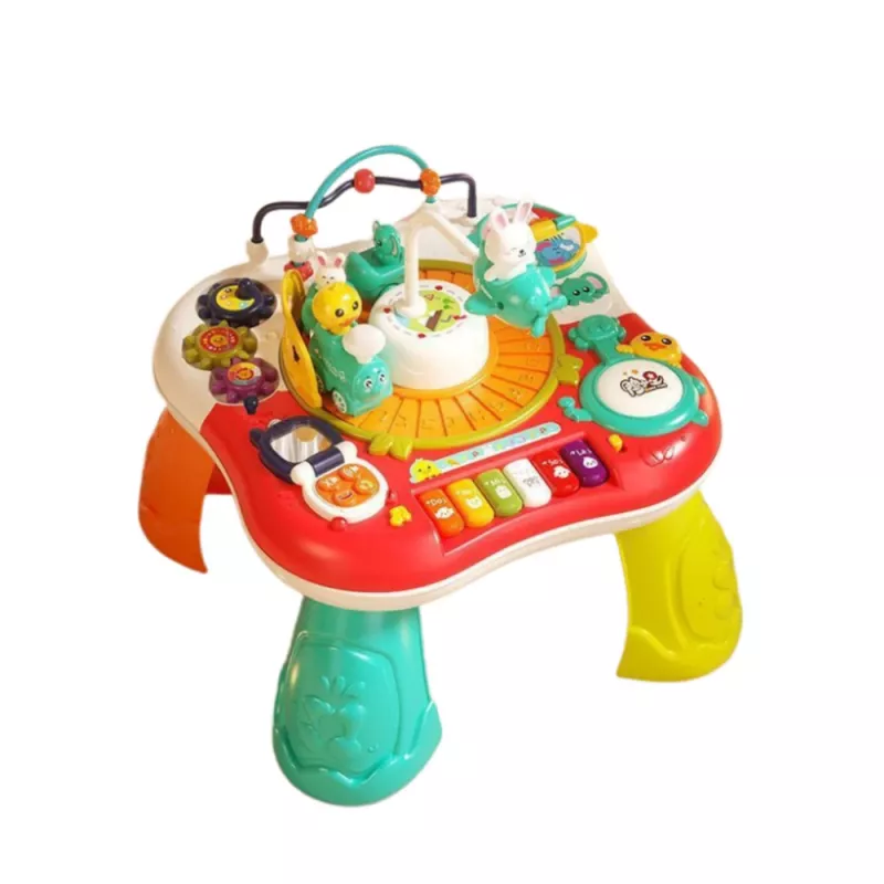 LEAN TOYS učebný stôl interaktívny hudobný panel klavír 2 v 1 červený