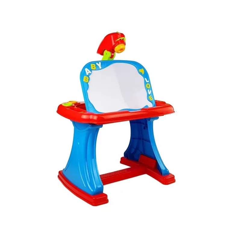 LEAN TOYS Učiaci stôl s projektorom, stoličkou, pastelkami, magnetmi, písmenami a číslami
