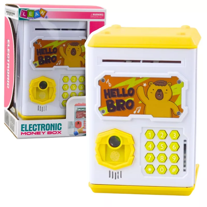 LEAN TOYS elektronická pokladnička Safe-ATM s PIN pre deti Capybara žltá