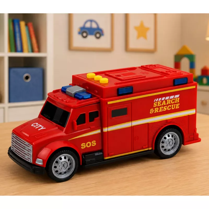 LEAN TOYS záchranárske vozidlo sanitka svetlo zvuk červená 1:32