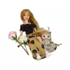 LEAN TOYS Bábika Emily s ružovou mačkou a dlhými vlasmi