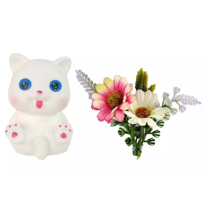 LEAN TOYS Bábika Emily dlhovlasá biela mačka
