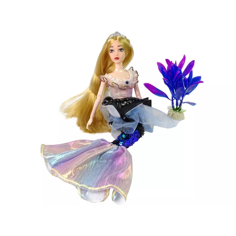 LEAN TOYS Bábika morská víla Emily zelené doplnky