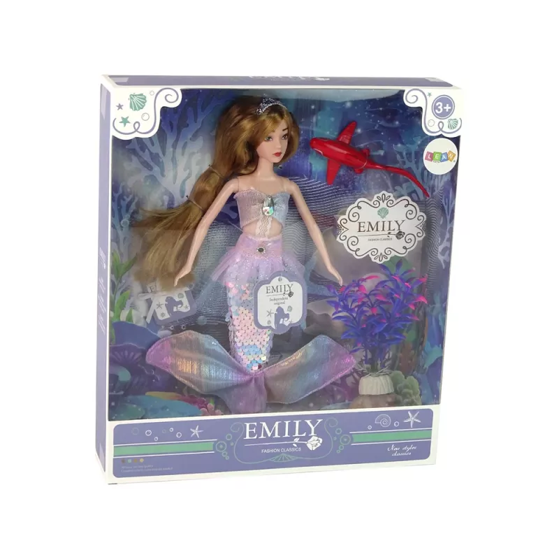 LEAN TOYS Bábika morská víla Emily ružové doplnky