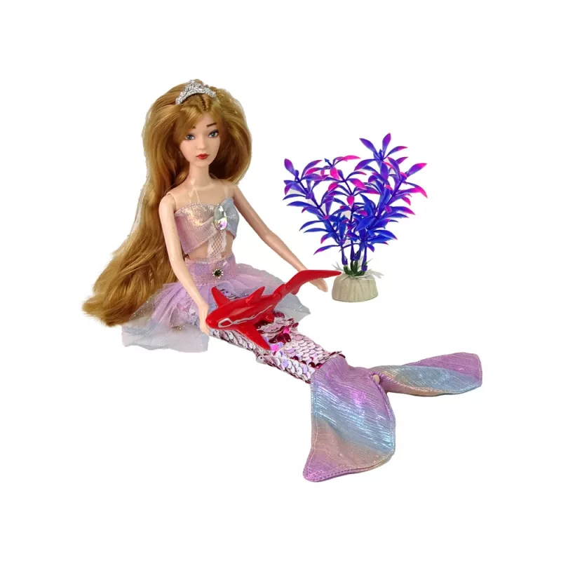 LEAN TOYS Bábika morská víla Emily ružové doplnky