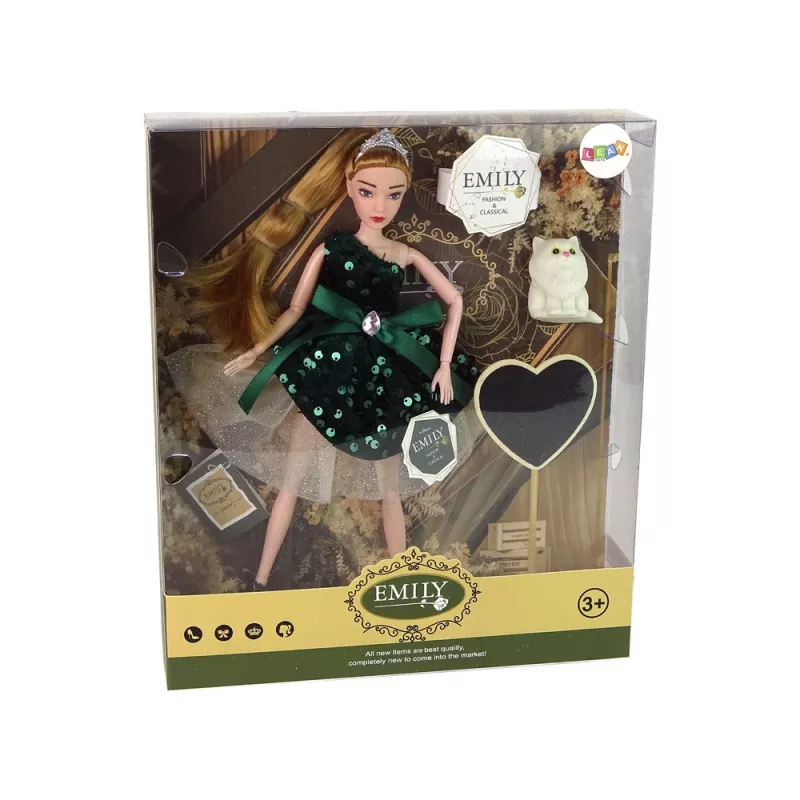 LEAN TOYS Bábika Emily drevené srdce biela mačka
