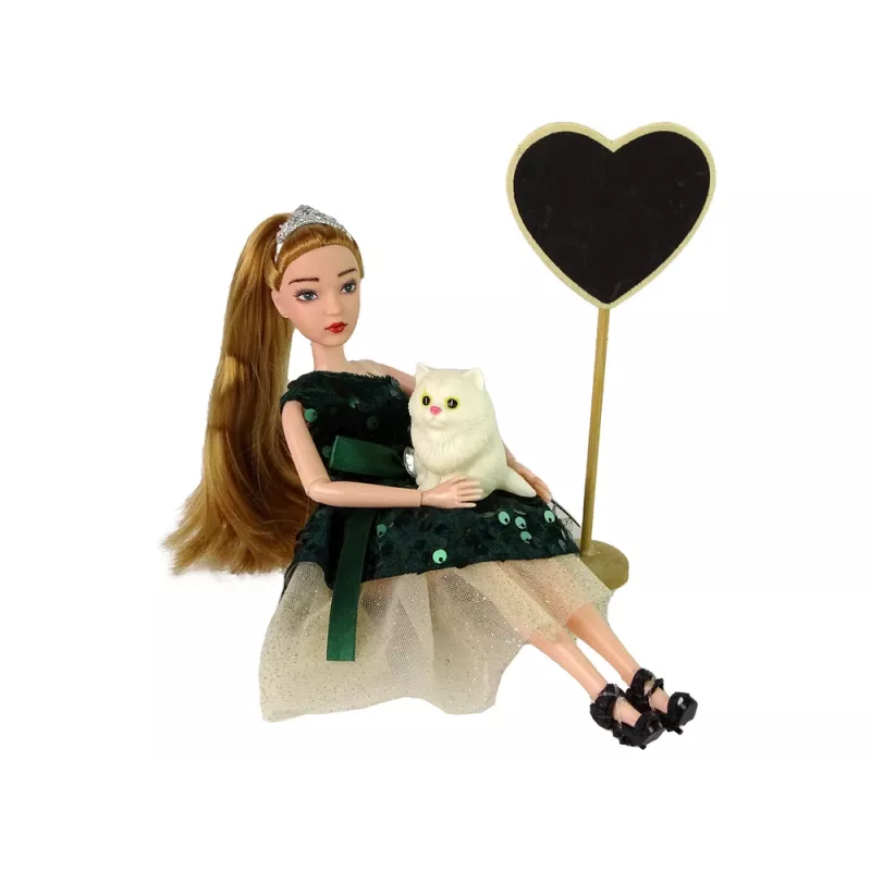LEAN TOYS Bábika Emily drevené srdce biela mačka